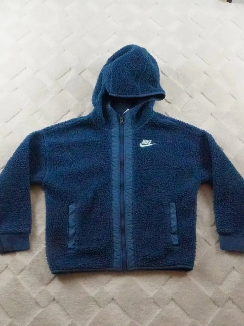 Nike Sherpa Fleece Jacket Kids Extra Small Youth Hooded Blue